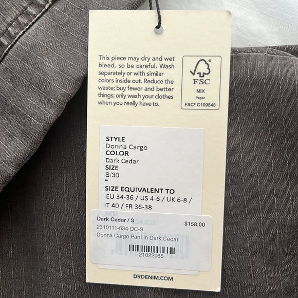 NWT Dr Denim Donna cargo pants in Cedar - Picture 9 of 9